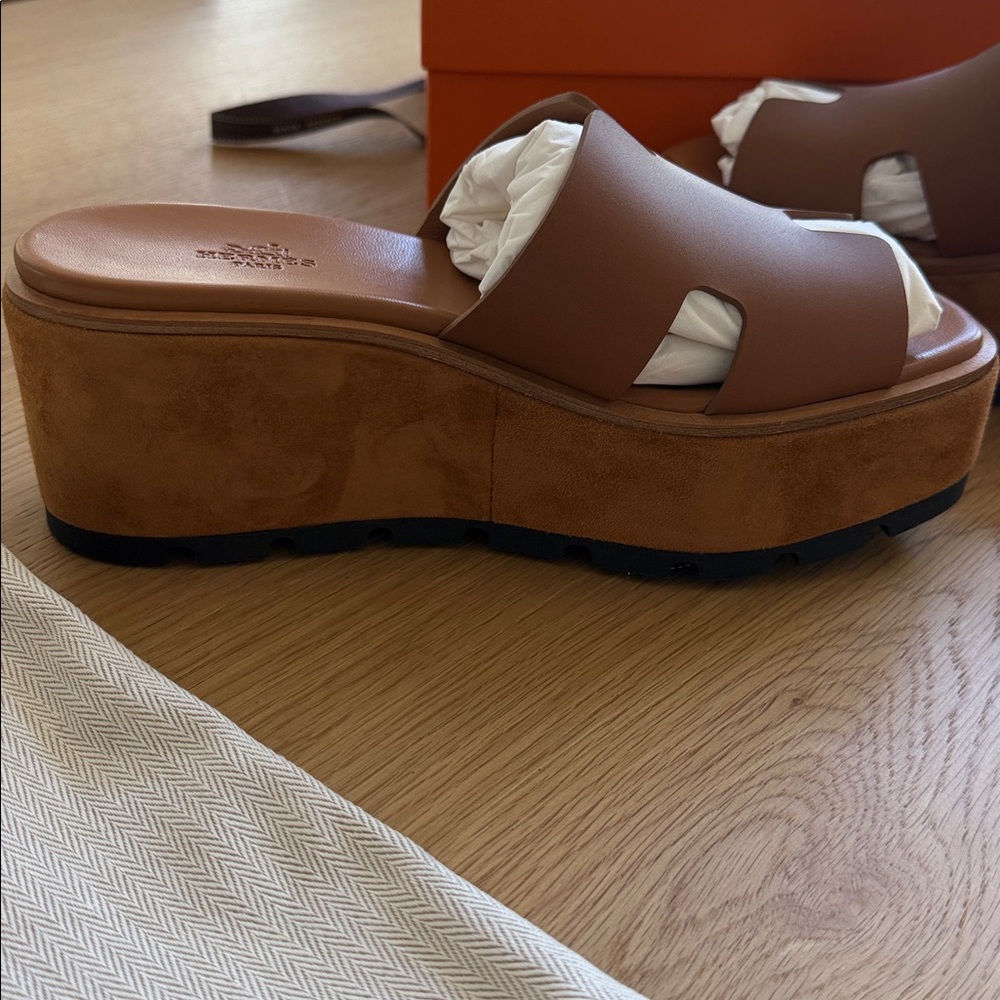 100% AUTHENTIC HERMES EZE 30 PLATFORM SANDALS - Picture 6 of 8